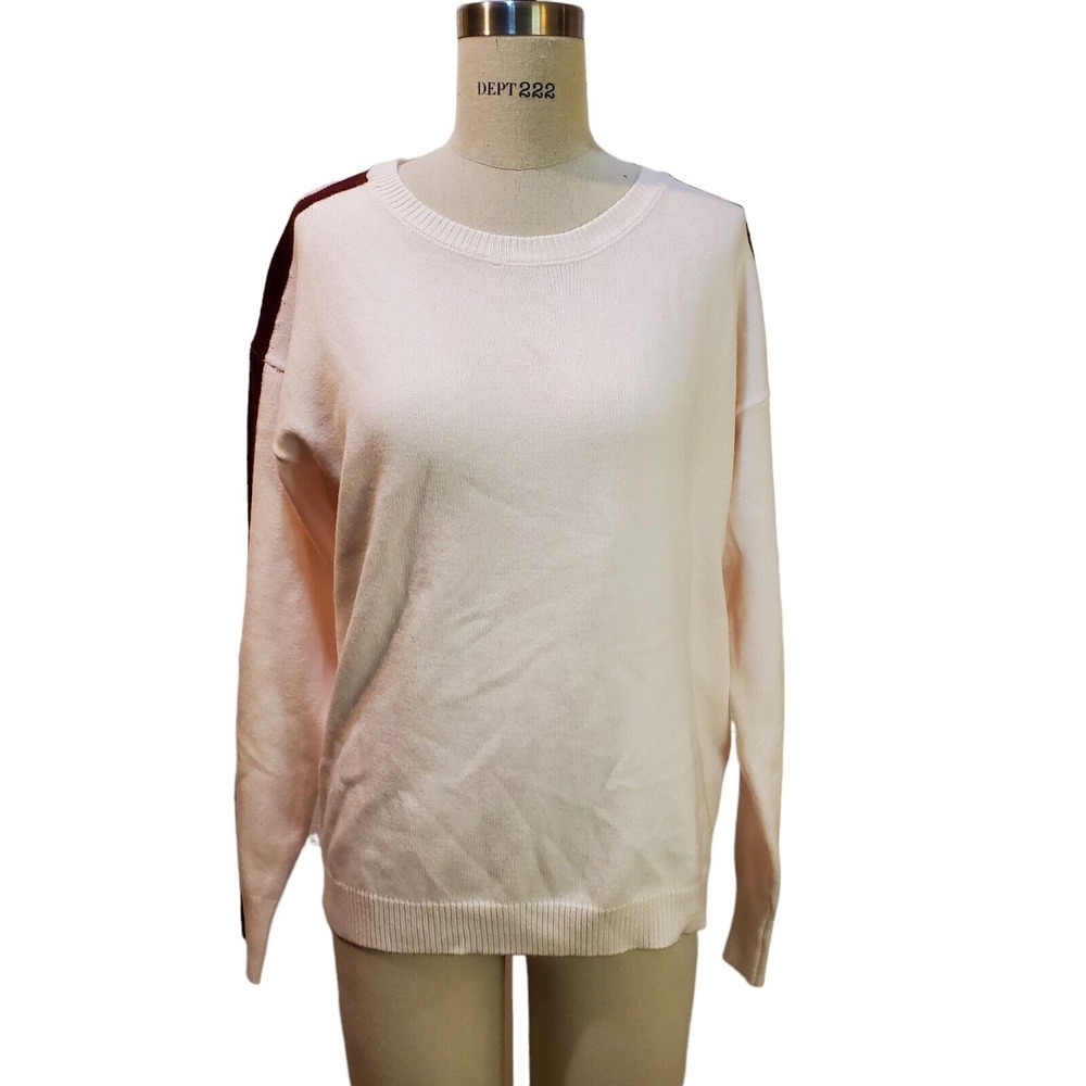 Pink & Burgandy Stripe‎ Soft Pullover Sweater Size L New